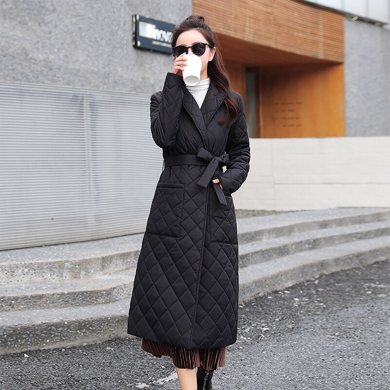 neue Winter Jacke Frauen Gürtel Unten Parkas Weibliche Jacke Langen Mantel Schlank Warme Winter Outwear