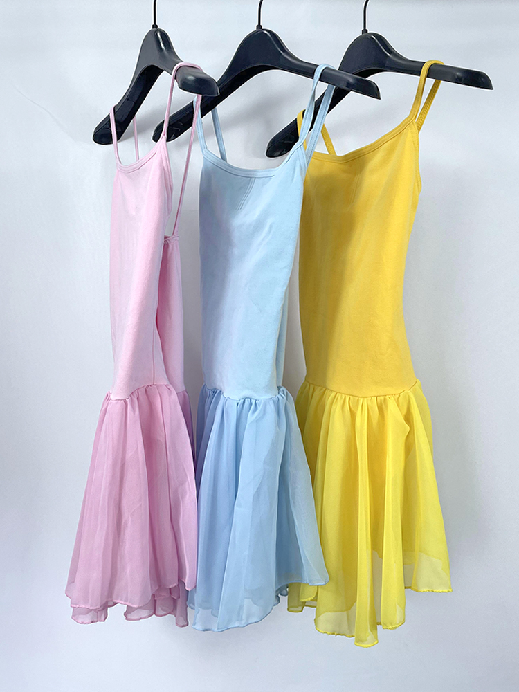 Ballet Dress Women Gymnastics Skating Dance Mesh Skirted Leotard Camisole Ballet Costume Stitching Ballerina Practice Clothing