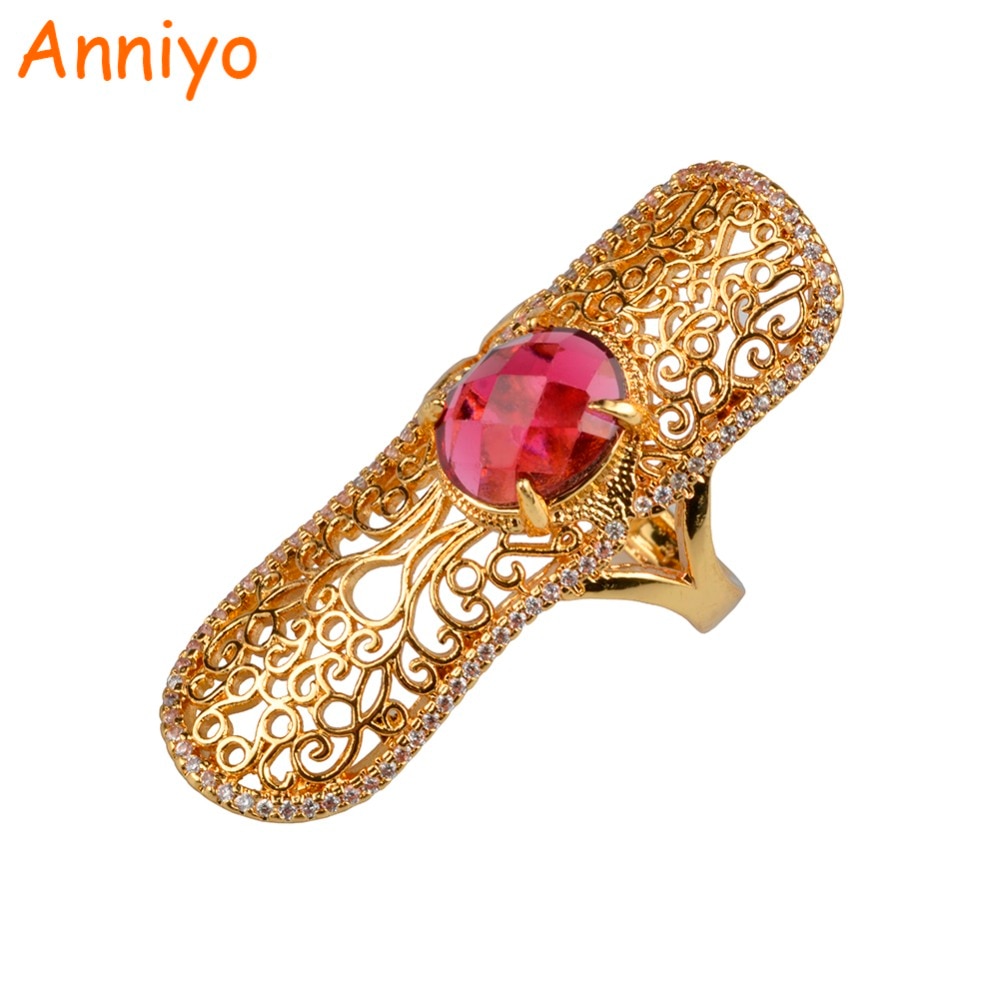 Anniyo Zirconia Ethiopische Ring Goud Kleur Voor Vrouwen Afrikaanse/Arabische/Midden-oosten Sieraden Charm Party/Bruiloft #083206