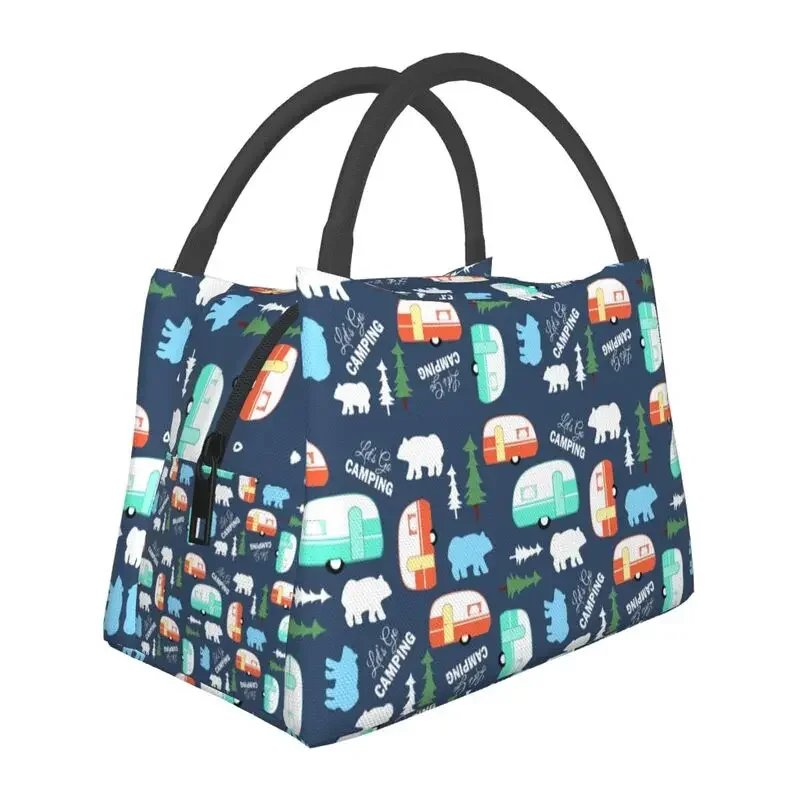 Happy Camper sac à déjeuner isolé pour femmes étanche explorer la nature Camping refroidisseur thermique déjeuner fourre-tout bureau pique-nique voyage: GRIS