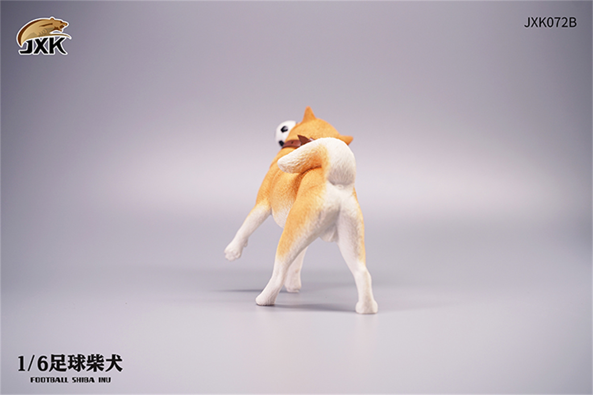 JXK 1/6 Flying Disc Shiba Inu Model Play Football Silly Dog Cute Animal Figure Ornaments Toy for Children Adults Kids