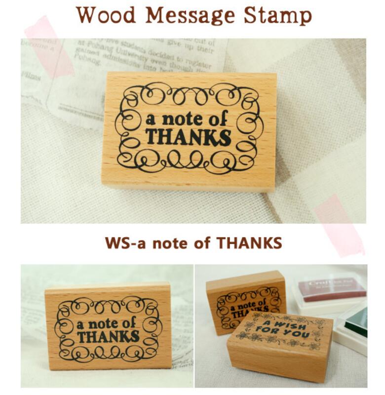 1 unidad/lote, sello de madera con mensaje de bendición, DIY con amor, gracias por la decoración de colección de recortes, 5 diseños exclusivos