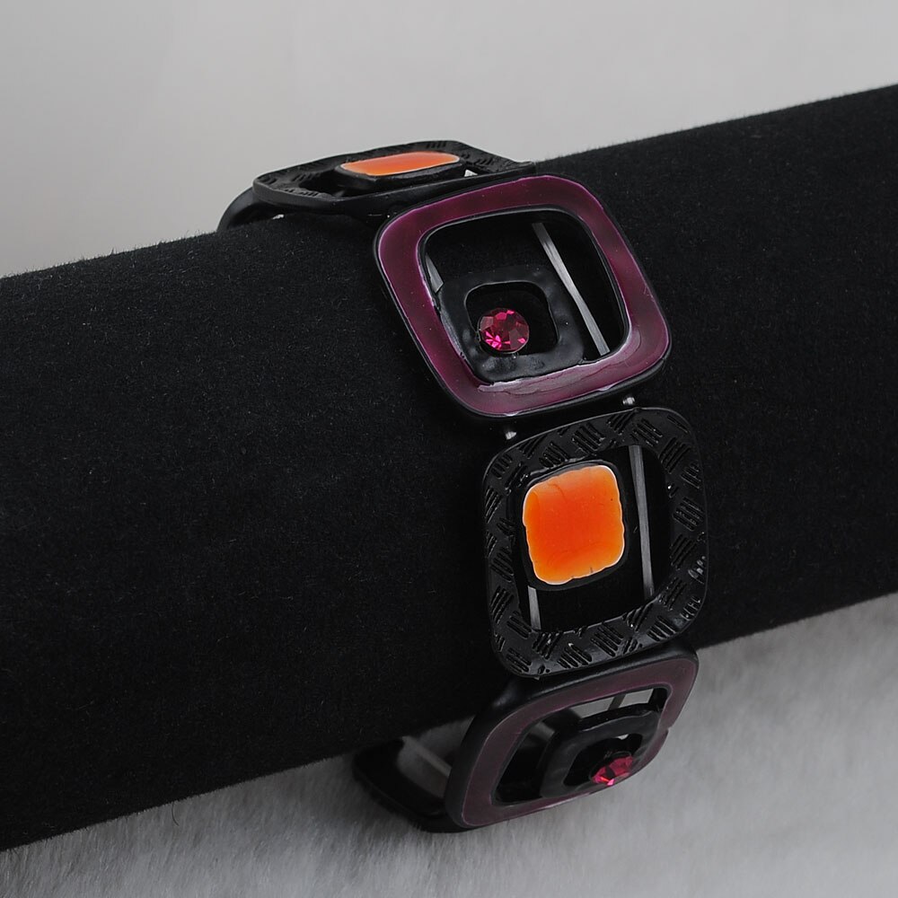 Charm Black Drip Stretch Geometrische Vormen Armband