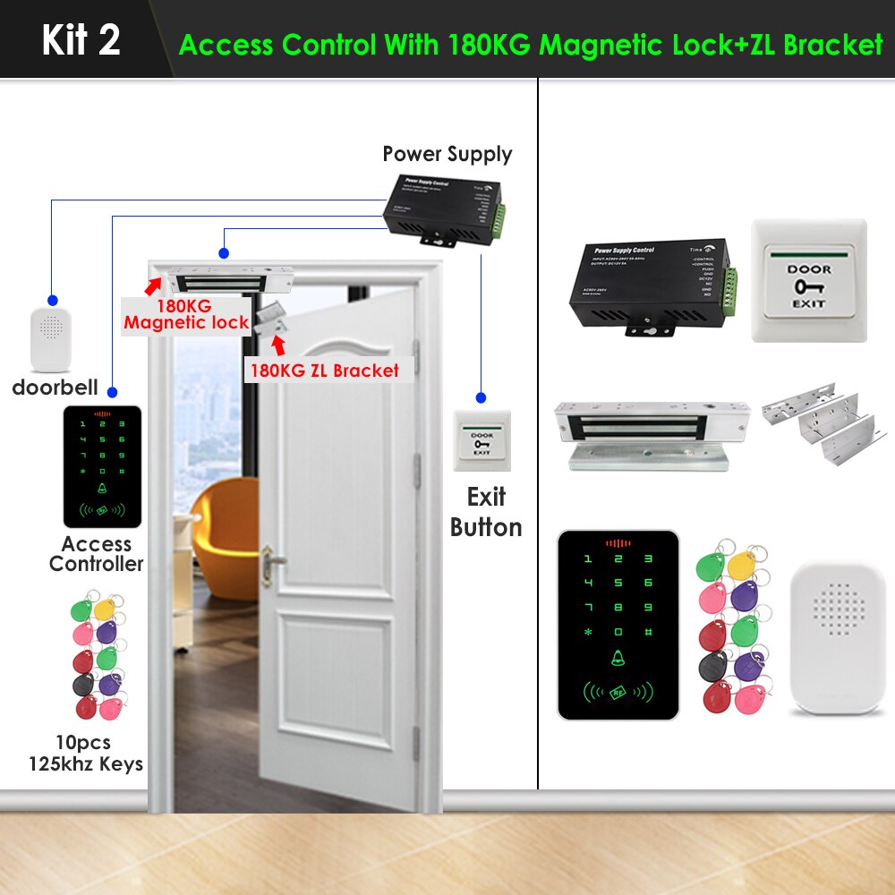 Backlight Wachtwoord Toetsenbord 125Khz Rfid Toegang Controlle Elektronische Toegang Lock Power Toegangscontrole Systeem Kit 1000 Gebruiker