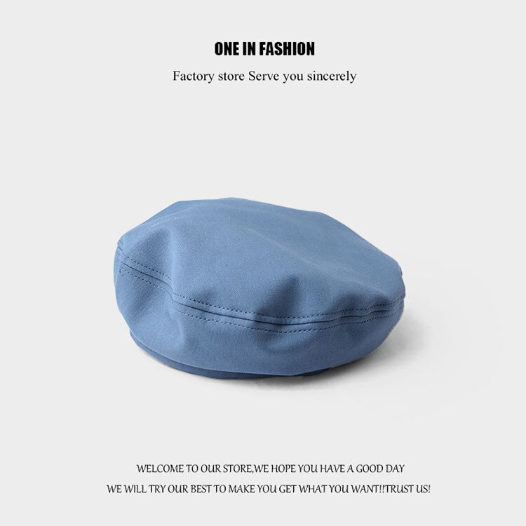 Berets Korean Spring Thin Solid Painter Hats Fedora Panama Bonnets Ladies Hats Women Hats: Blauw