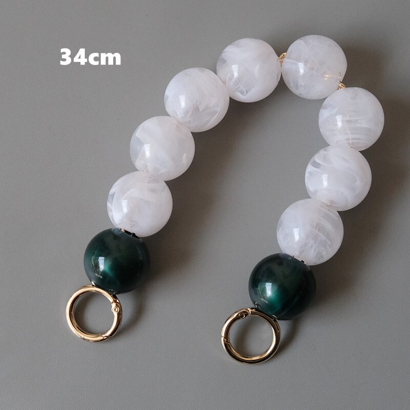 Damestas accessoire wit groen acryl hars onderdeel luxe handgemaakte kralen polsband vrouwen vervangende tas handvat cirkel