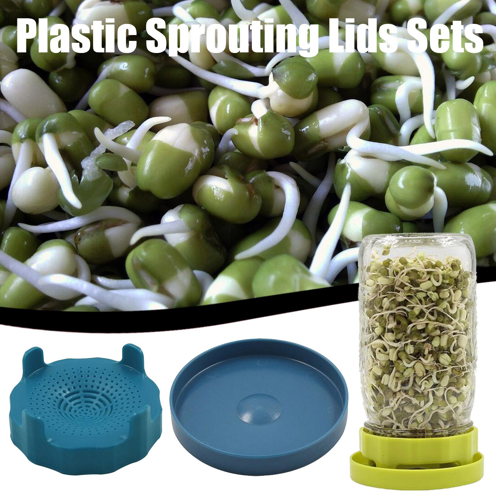 25 # Kiemen Deksel Met Plastic Spruit Staal Scherm Voor Brede Mond Pot Sprouter Zaadkieming Filter Spruiten Kieming Gereedschap