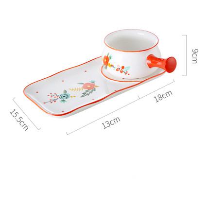 Plats de petit déjeuner créatifs avec la poignée bol en céramique ins vaisselle mignonne: C