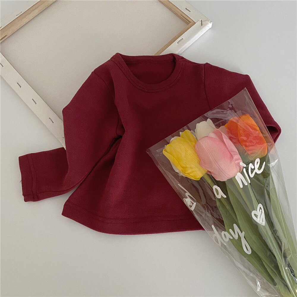 Kinderen T-shirt Baby Jongens Meisjes Lange Mouw T-shirt Effen Katoen Tops Herfst Winter O-hals Shirts Baby Flexibele T-shirts: 26416546 t-shirt 3 / 24M