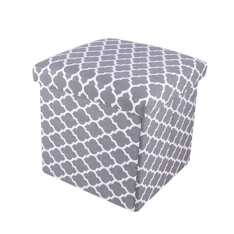 Cloth storage box foldable storage stool storage stool can sit adult multifunctional square sofa shoe changing stool ottoman: gray gird