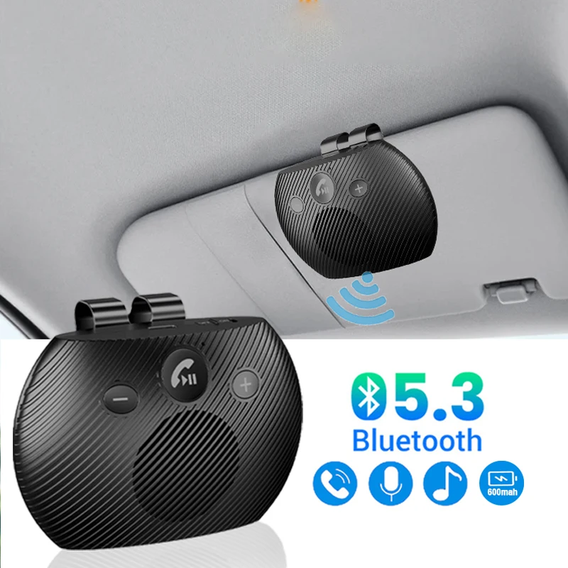 Bluetooth 5.4 bilsats handsfree dubbla 3w högtalartelefoner solskyddshögtalare  mp3 spelare trådlös musikmottagare med röstassistent: Vit