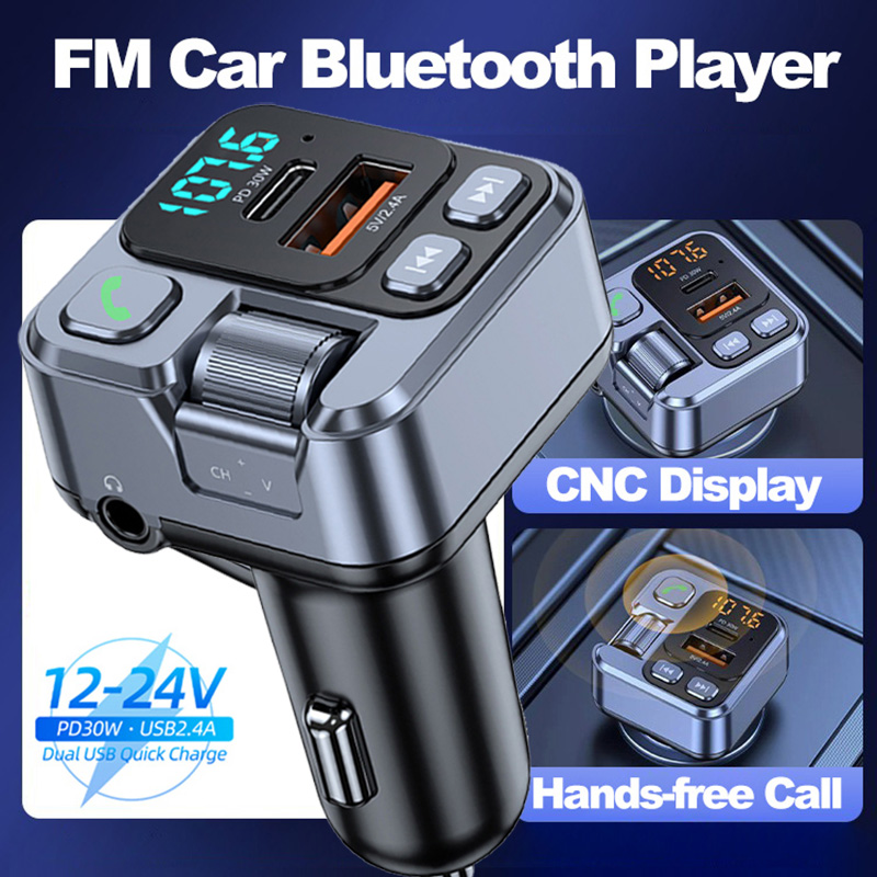Bluetooth FM Transmitter for Car Radio with Mic for Wireless Hands Free Phone Call MP3 Player Support Fast Charging