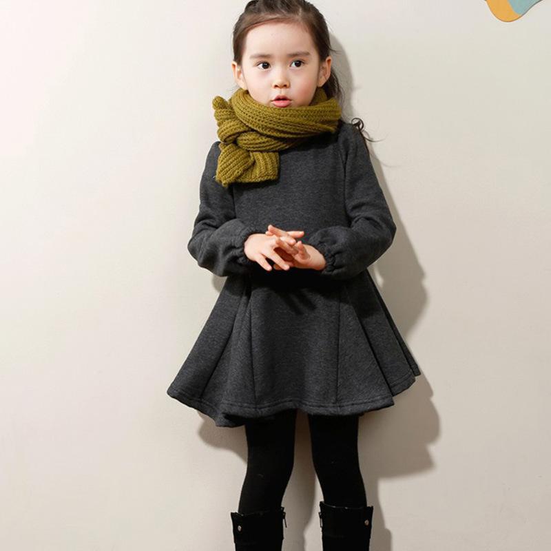 Caldo di spessore Delle Ragazze Del Vestito 2020 del Nuovo Dei Capretti Del Manicotto Lungo Abiti per la Ragazza 2 3 4 5 6 7 8 Anni I bambini Della Principessa della Molla di Inverno di Abbigliamento: Gray / 5