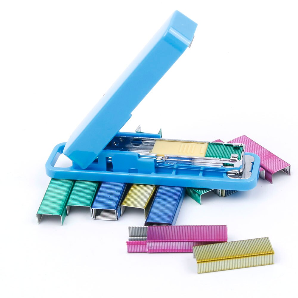 Mini Stapler Candy Color Staples Set Office Stationery Paper Binding Binder Book School Office Stationery Supplies
