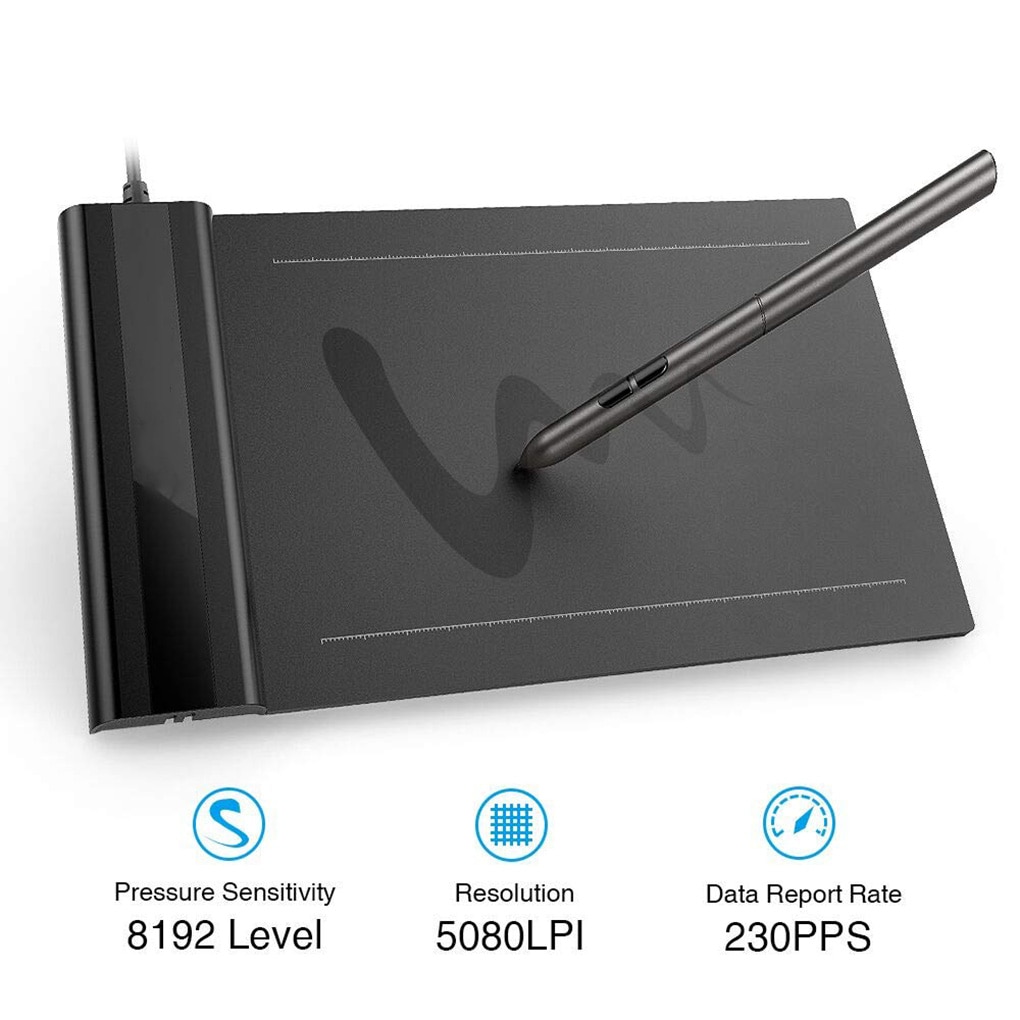 Veikk S640 Grafische Pen Tablet 6X4 Inch Ultra Dunne Osu Digitale Tekening Tablet Met Passieve Pen 8192 niveaus Druk Zwart