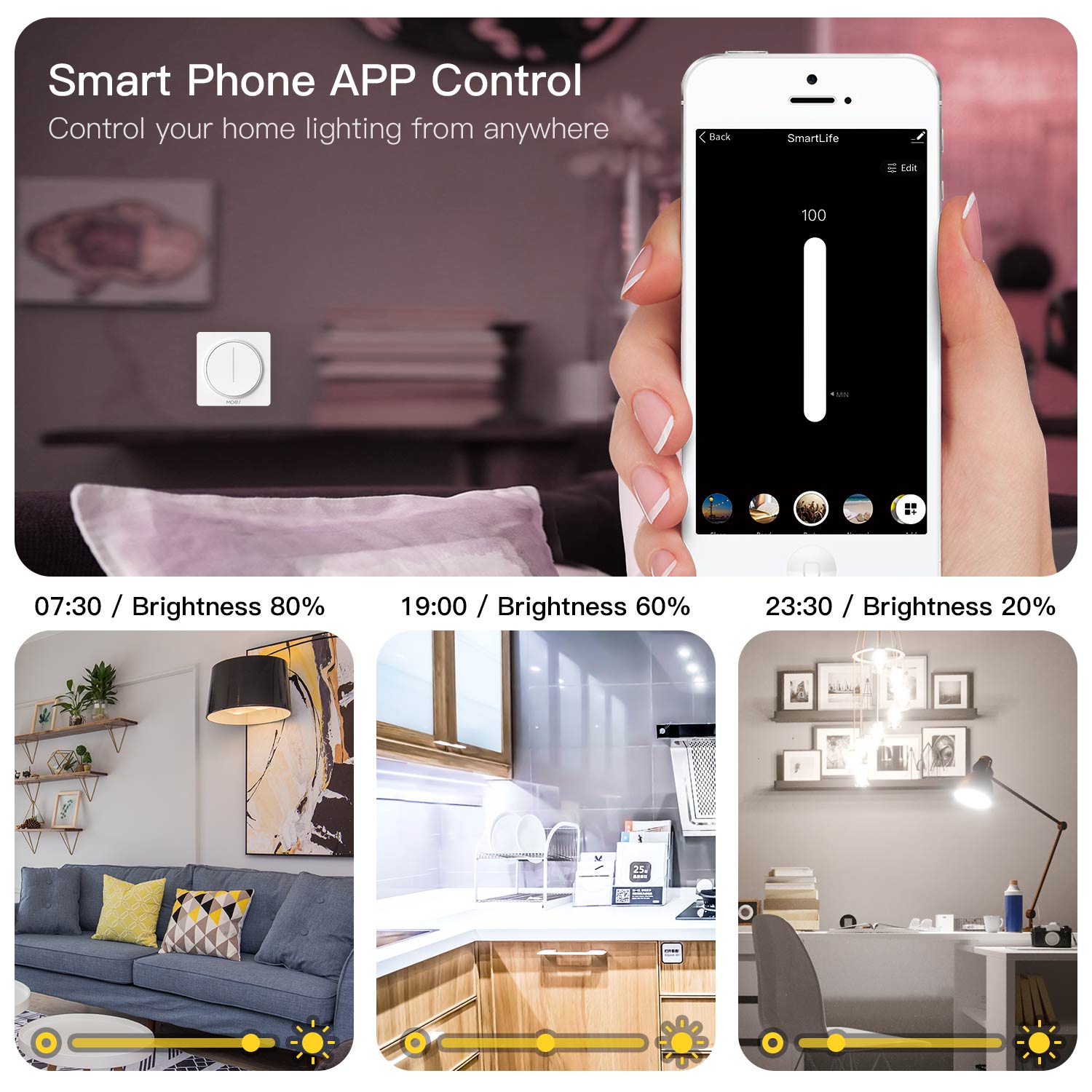 WiFi Smart Touch Light Dimmer Switch Touch Timer Brightness Memory Smart Life/Tuya APP Remote Control Work with Alexa Google