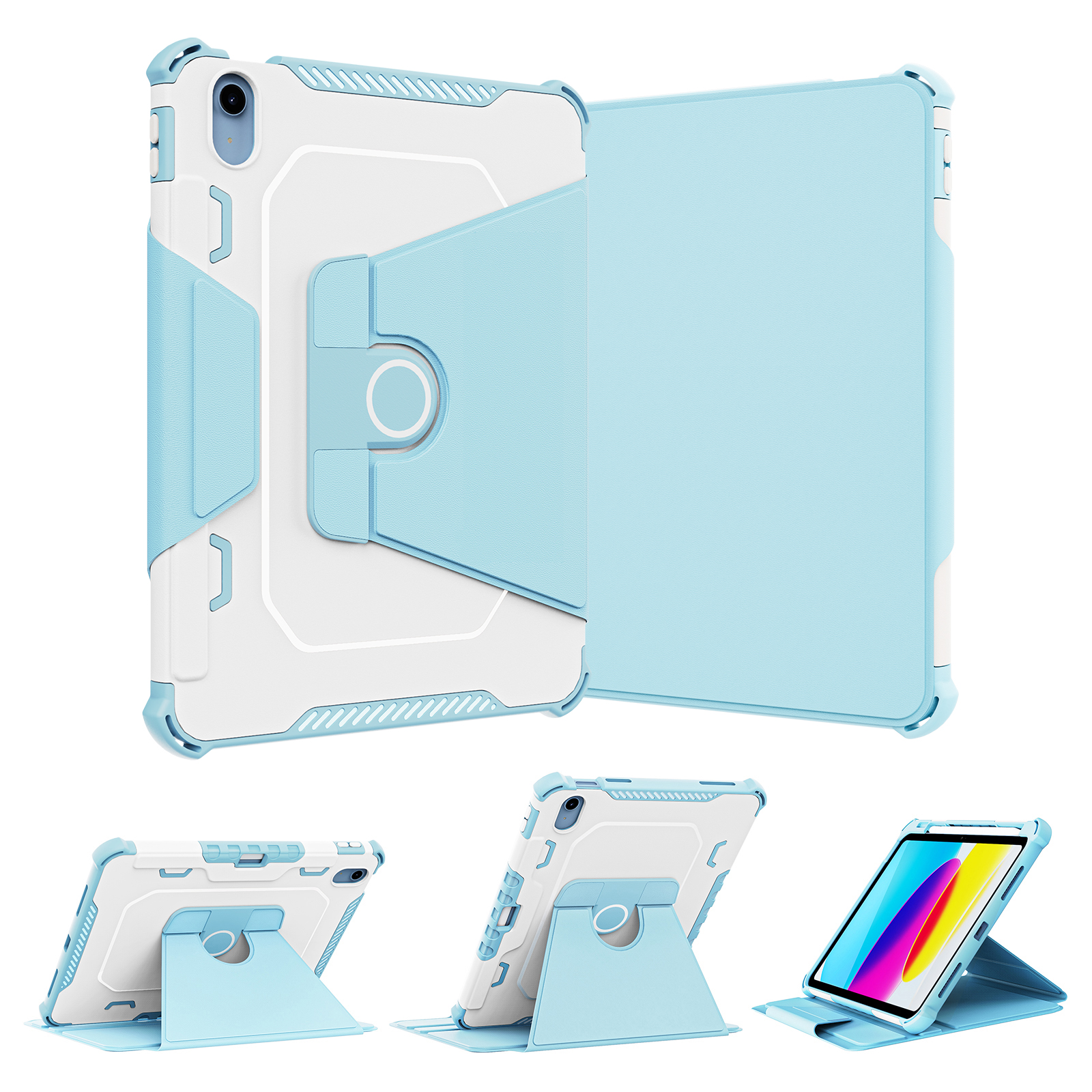 360 Rotation Stand For Apple iPad Air 11 4 Air5 Case A16 A2903 A3355 A3267 Book Leather Tablet Protection Cover:  iPad mini 4 (7.9-inch) / Blue