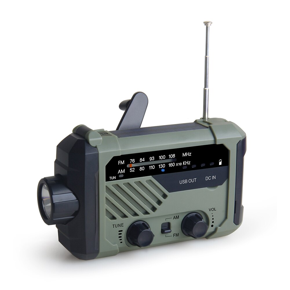 Manovella solare portatile Radio 2000mAh AM FM emergenza lampada da lettura multifunzionale torcia SOS allarme energia di ricarica solare: XLN290
