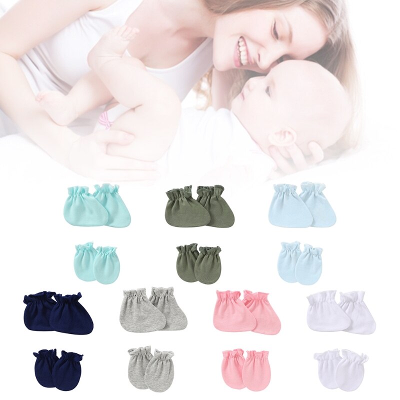 Baby Anti-scratch Soft Cotton Gloves Foot Cover Set Newborn Mittens Socks Kit