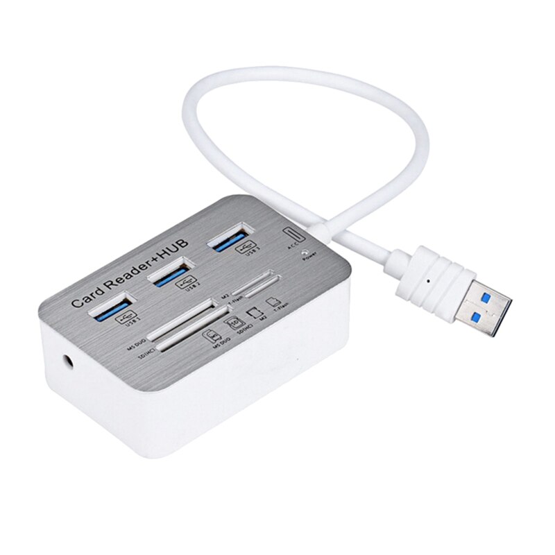 -USB HUB Memory Card Reader USB 3.0 Combo HUB Multi-In-1 High Speed USB Splitter with MS M2 TF for Computer PC Laptop