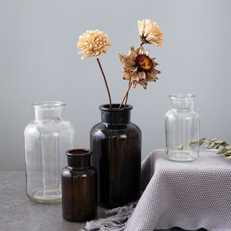 Transparent Flower Vases Glass for Decoration Hydroponic Plant Vase Flower Bottle Living Room Decoration Dried Flower Desktop