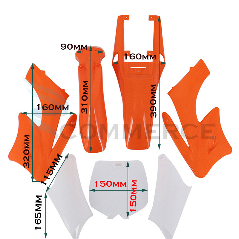 1 conjunto de kits de corpo de carenagem de para-lamas de plástico de alta resistência para chinês 2 tempos 47cc 49cc Apollo Orion Mini Dirt Bike Acessórios