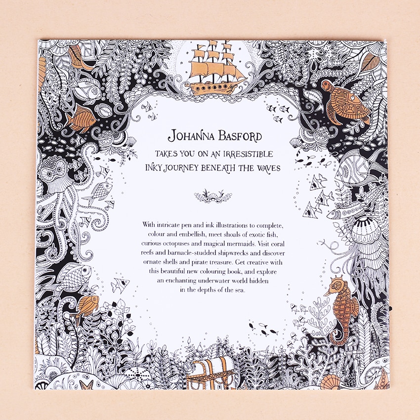1 PC 24 Pages Lost Ocean Inky Adventure Coloring Book for Children Adult Relieve Stress Kill Time Painting Drawing Art Book