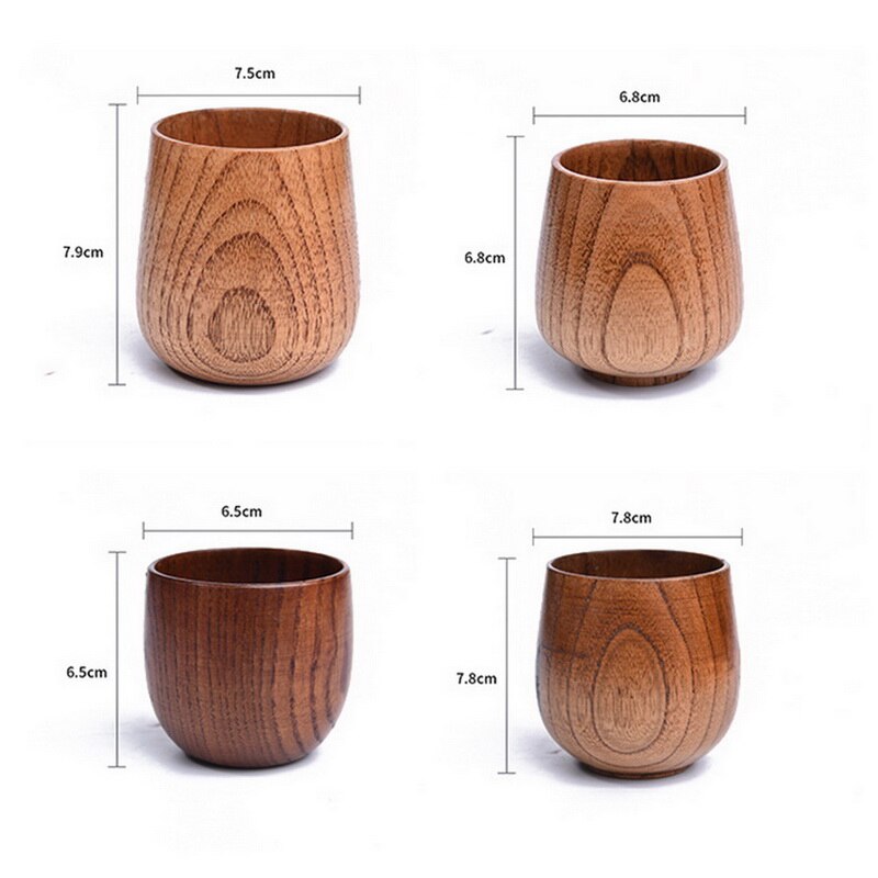 Japanese Style Natural Wooden Cup Reusable Environmental Protection Tea Coffee Milk Wine Cup Heat Insulation Water Cup