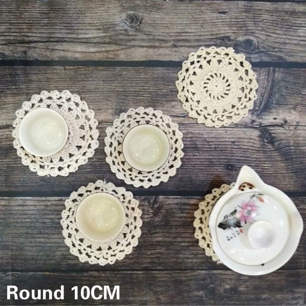 10CM Ronde Vintage Katoen Kant Placem Op Handgemaakte Tafel Plaats Mat Doek Thee Kopje Koffie Coaster Bruiloft Kleedje Keuken kerst