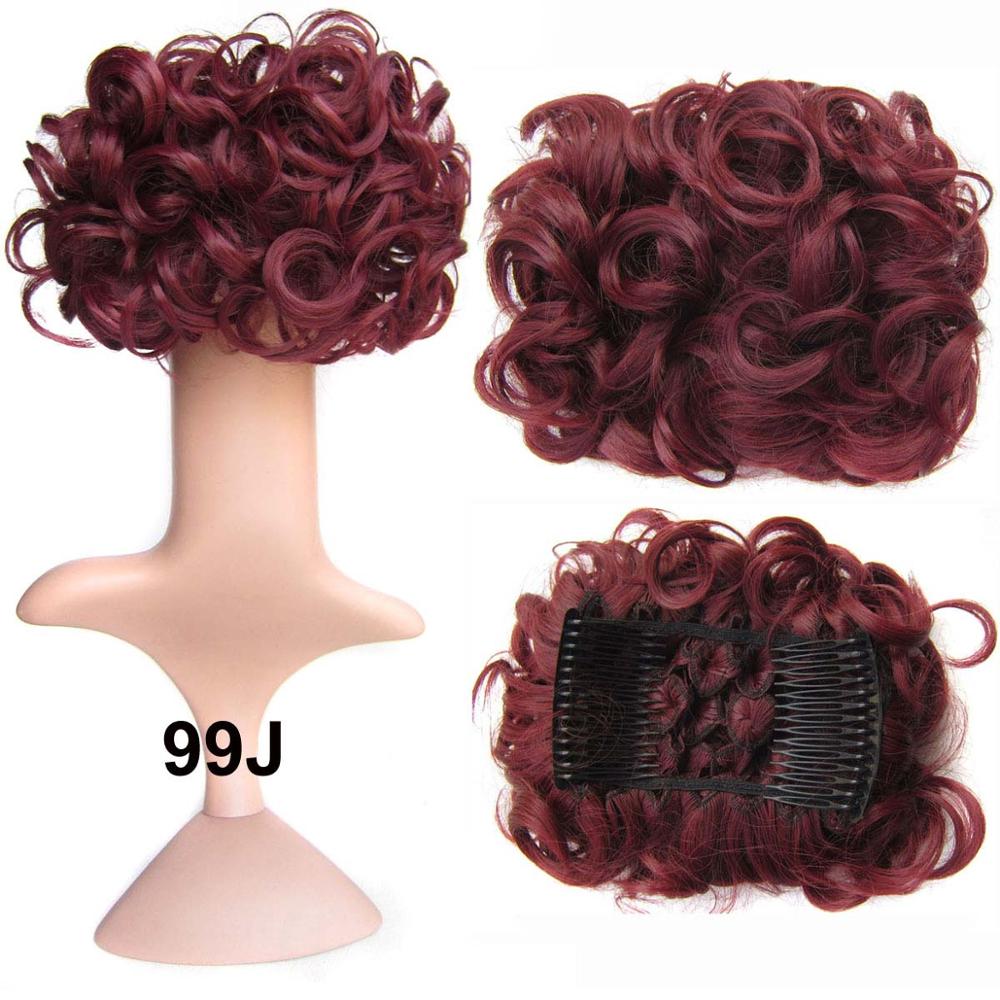 Delice – Chignon en filet élastique pour femme, postiche synthétique, bouclé, , gris, avec deux peignes en plastique, couvre-cheveux, accessoire de mariage: # 99J