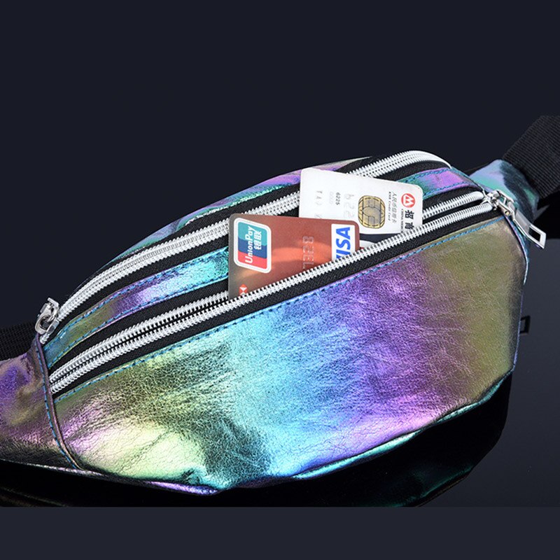 Różowy holograficzny piterek hologram talii torba laserowa PU plaża Traverl banan biodro tyłek zamek błyskawiczny talia kobiety saszetka na pasek dla dziewczyn