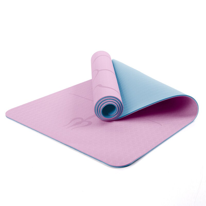 TPE 6mm Yoga Mat Double Layer Non-Slip Mat Yoga Beginner Exercise Pad With Position Line For Fitness Gymnastics And Pilates