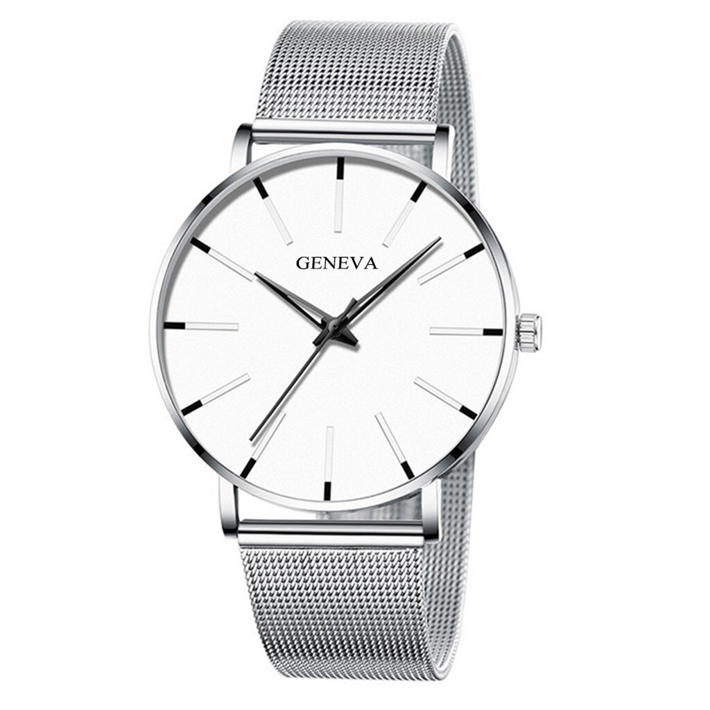 Mannen Mode Ultra Dunne Horloges Minimalistische Eenvoudige Mannen Business Roestvrijstalen Gaas Riem Quartz Horloge Relogio Masculino # Cl: A