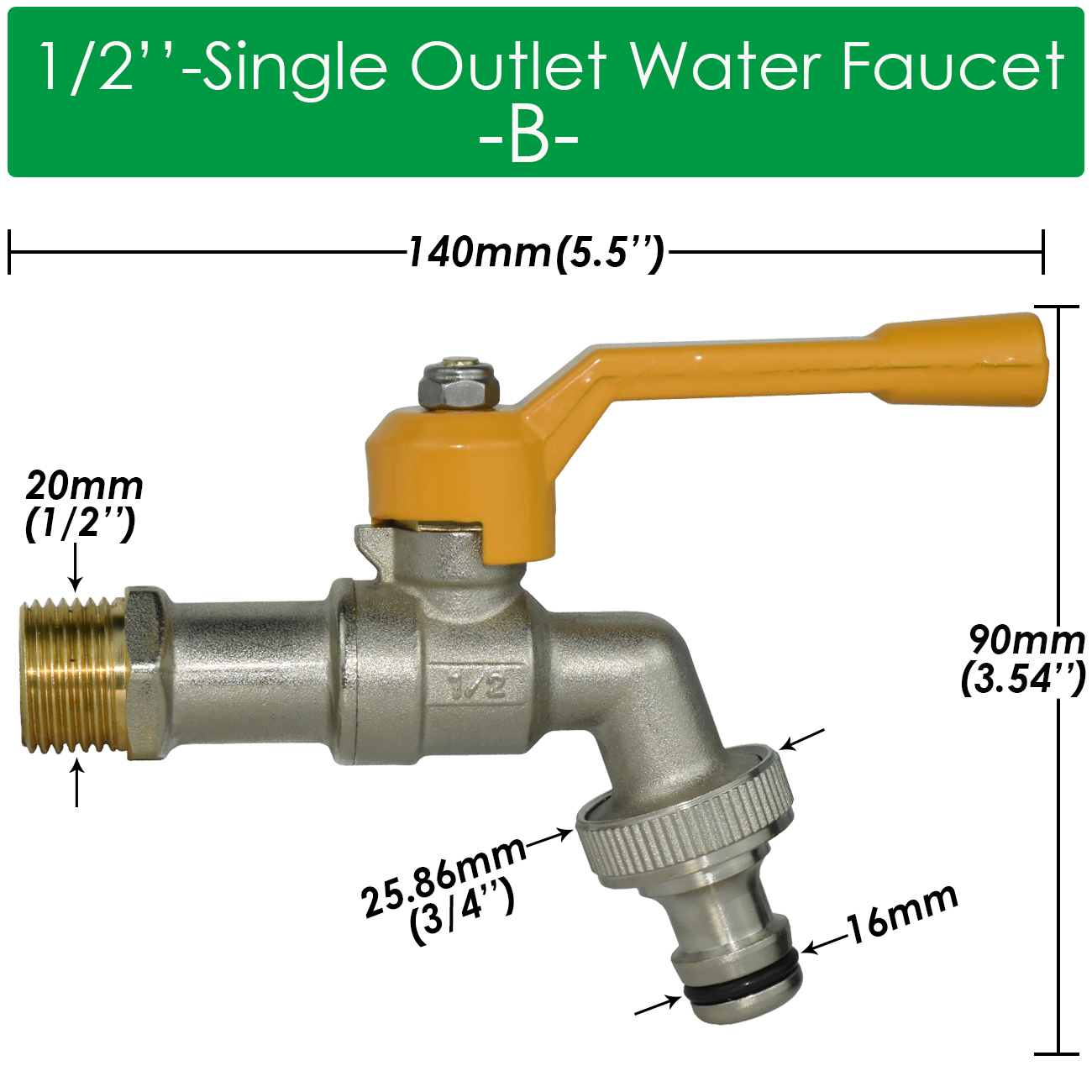 Tuinslang Kraan Adapter 1/2 ''IBC Watertank Connector 2-weg 1-weg Irrigatie Messing Kraan Gezamenlijke Vervanging Fitting Kogelkraan: Goud