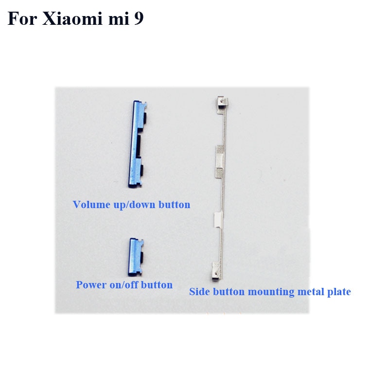 3 in 1 Side Button For Xiaomi mi 9 mi9 Power On Off Button + Volume Button Side Buttons Set Xiao mi 9 Mi9 Metal plate Clip