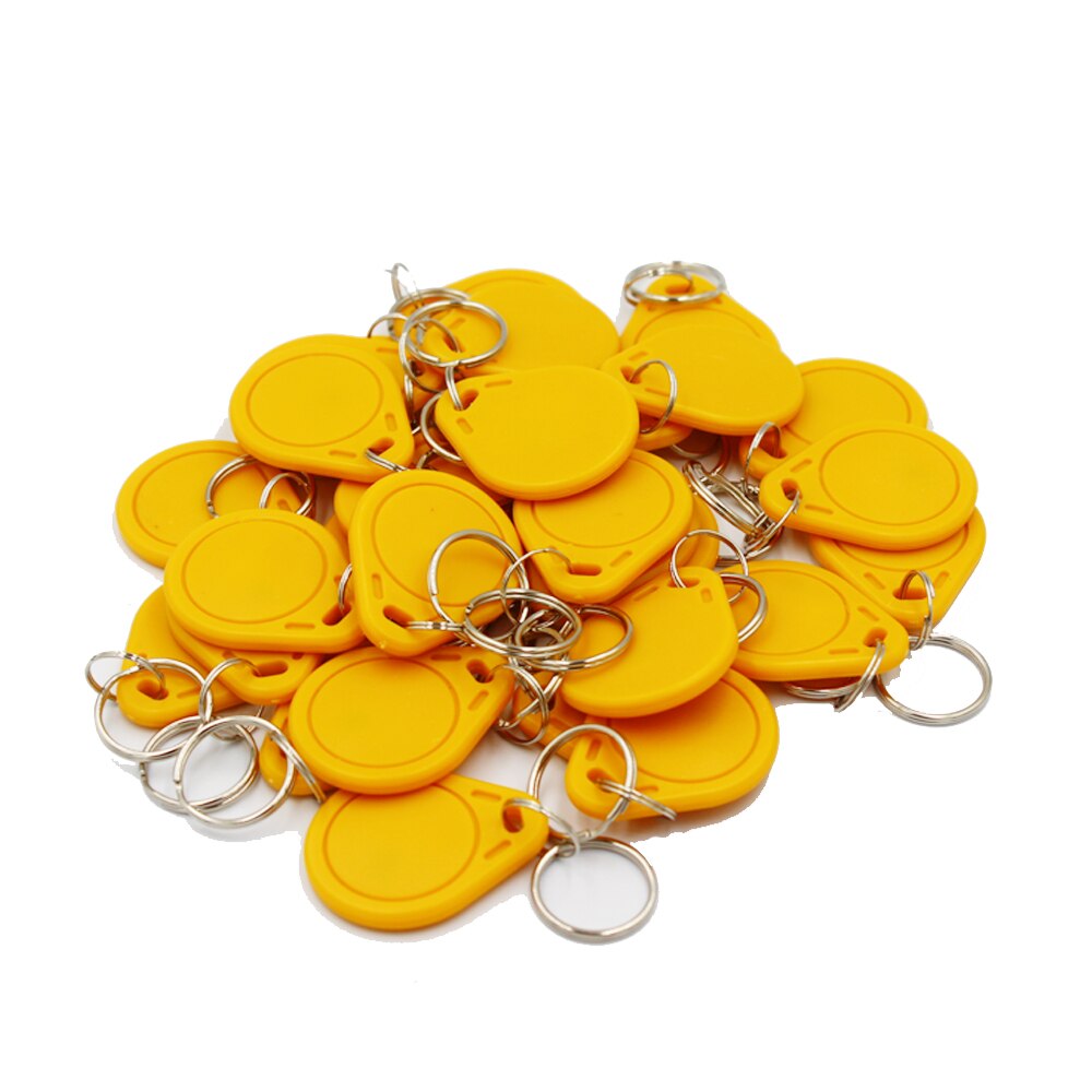 100pcs Waterproof 13.56MHz IC Keyfob Tag RFID Access Control IC Key Finder Card Token Attendance Management Keychain: yellow