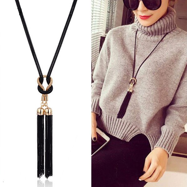 Long Necklaces & Pendants Wedding Jewelry Punk Gold Silver Chain Geometric Crystal Necklace For Women Choker Kolye: M12