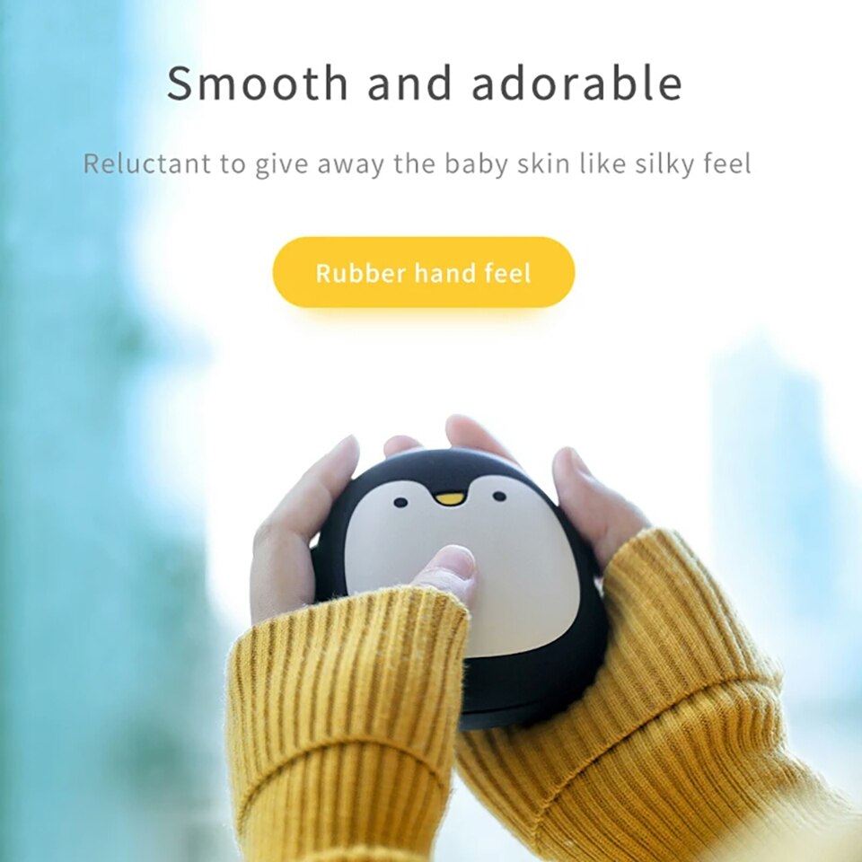 Inverno Sveglio Del Fumetto Mini Scaldino Della Mano Portatile Usb Ricaricabile Penguin/Orso Polare 3600 Mah Accumulatori E Caricabatterie di Riserva Double Sided Riscaldamento Rapido