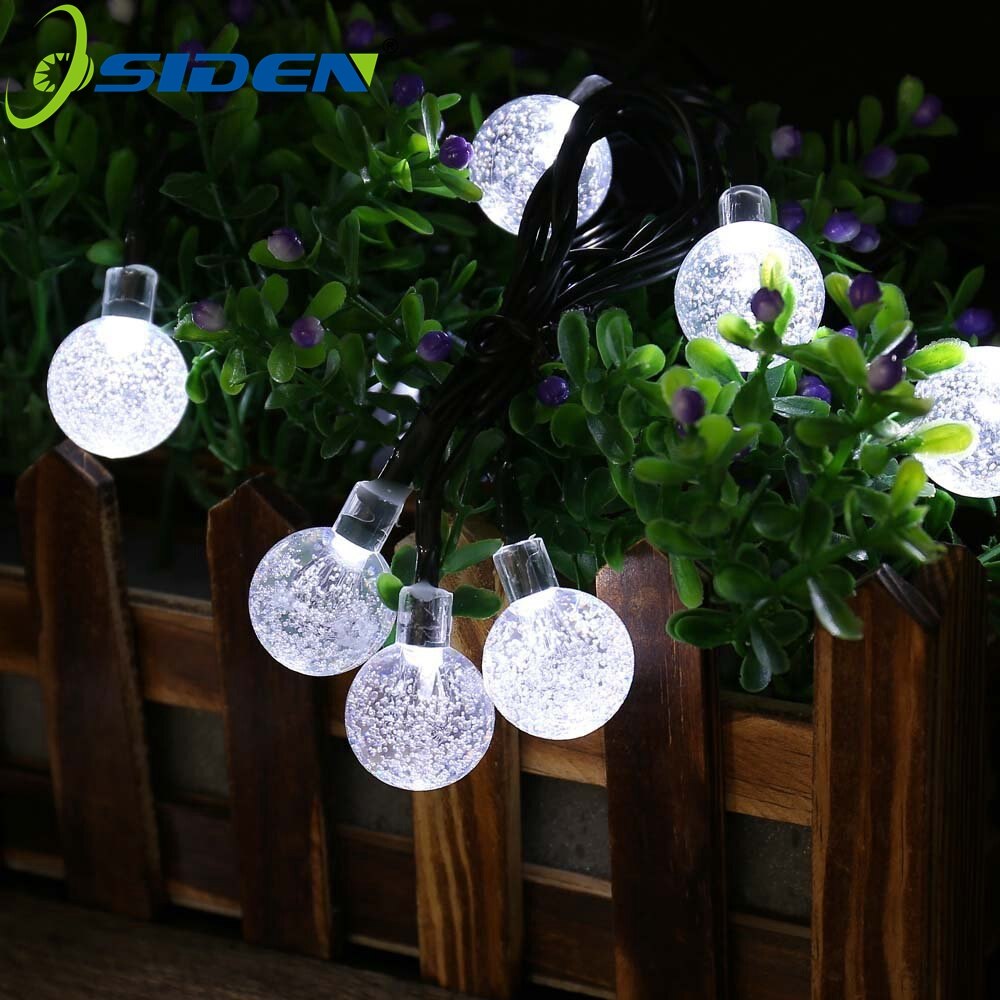 Lampe solaire 5M 20Led boule de cristal Globe luz étanche blanc fée lumière jardin décoration extérieure cordon Led solaire