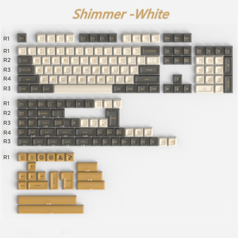172 Keys MG Wahtsy/GMK Godspeed /Shimmer ABS Keycap SA Profile For DIY Mechanical Keyboards 6.25U 7U Spacebar Iso Enter Key: Shimmer White-172