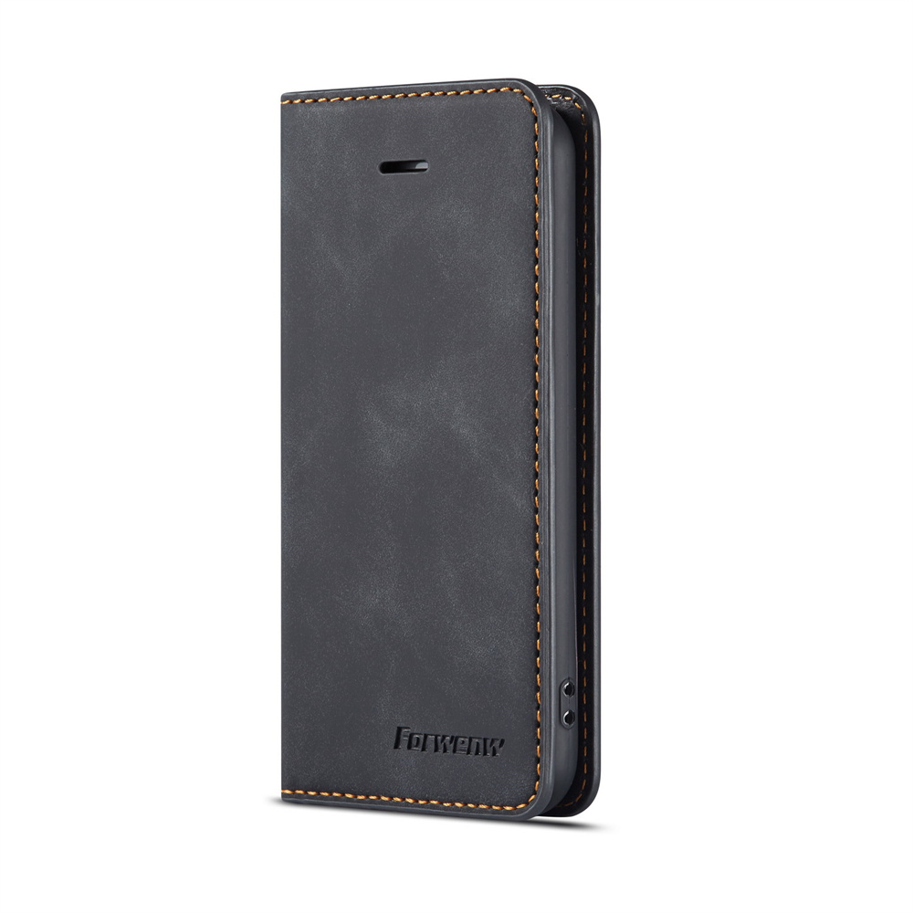 Forwenw magnetische flipcase voor iphone 5 5s se, volledige bescherming, tpu-basis, suède leer, slanke portemonneecase, kaarthouder, telefoontas