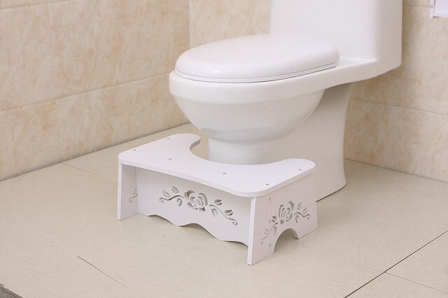 Badkamer Wc Kruk, 17.5Cm Hoogte, Hout Plastic Kraken Wc Kruk Met Holle Rose, Herten Patroon, wit: Rose flower