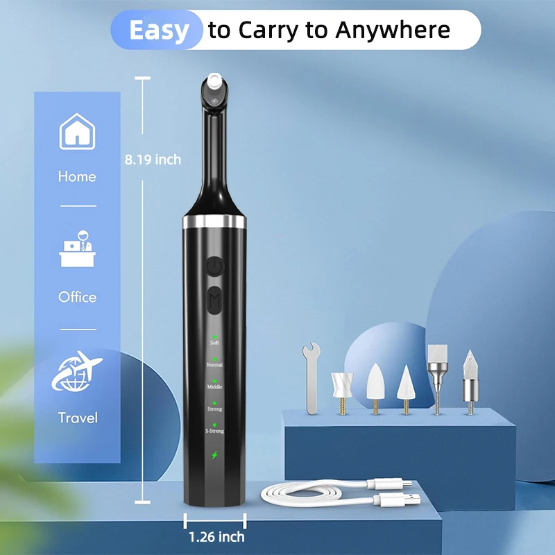 Elektrisk tandpoleringssats – 5 rengöringslägen för borttagning av tandsten och plack, tandblekning och tandstensvård