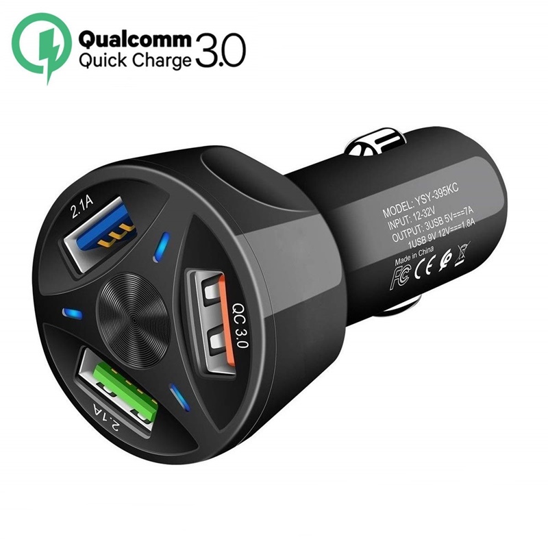 Cargador de teléfono USB Tongdaytech para coche con 3 puertos, carga rápida USB 4,0 3,0, Cargador portátil de viaje para coche para iPhone X Xiaomi Samsung S10