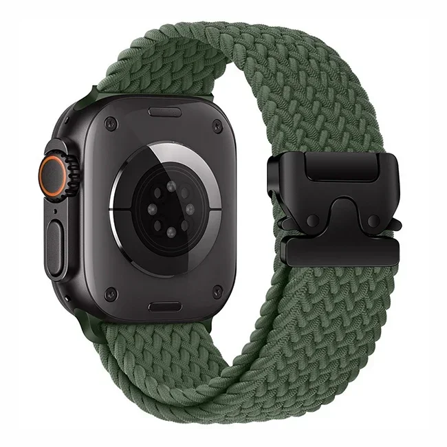 Correa trenzada Solo Loop para Apple watch Band 46mm 44mm 45mm 42mm 40mm 41mm Ultra 2 49mm Correa iwatch Series 10 9 8 7 6 SE 5 4: Negro antiguo / 12 mm