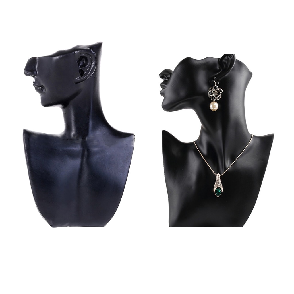 2 Stuks Mannequin Ketting Display Sieraden Bust Stand Voor Sieraden Accessoires, Zwart