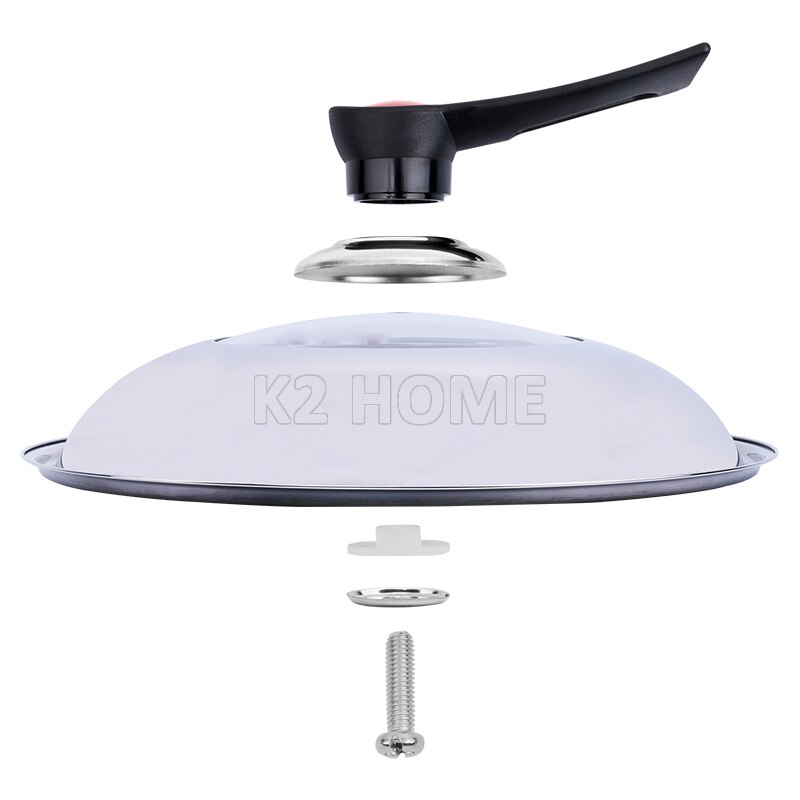 Window Glass Lid Replacement Diameter 32cm Wok Cover Tempered Universal Pot Lid Replacement with Stand Holder Handle