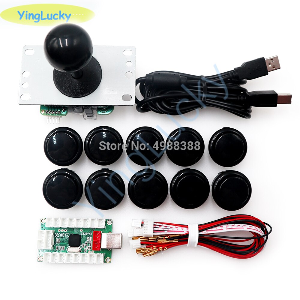 DIY joystick arcade kit arcade game USB zero-delay encoder arcade button game console raspberry pie box MAME mando arcade: black