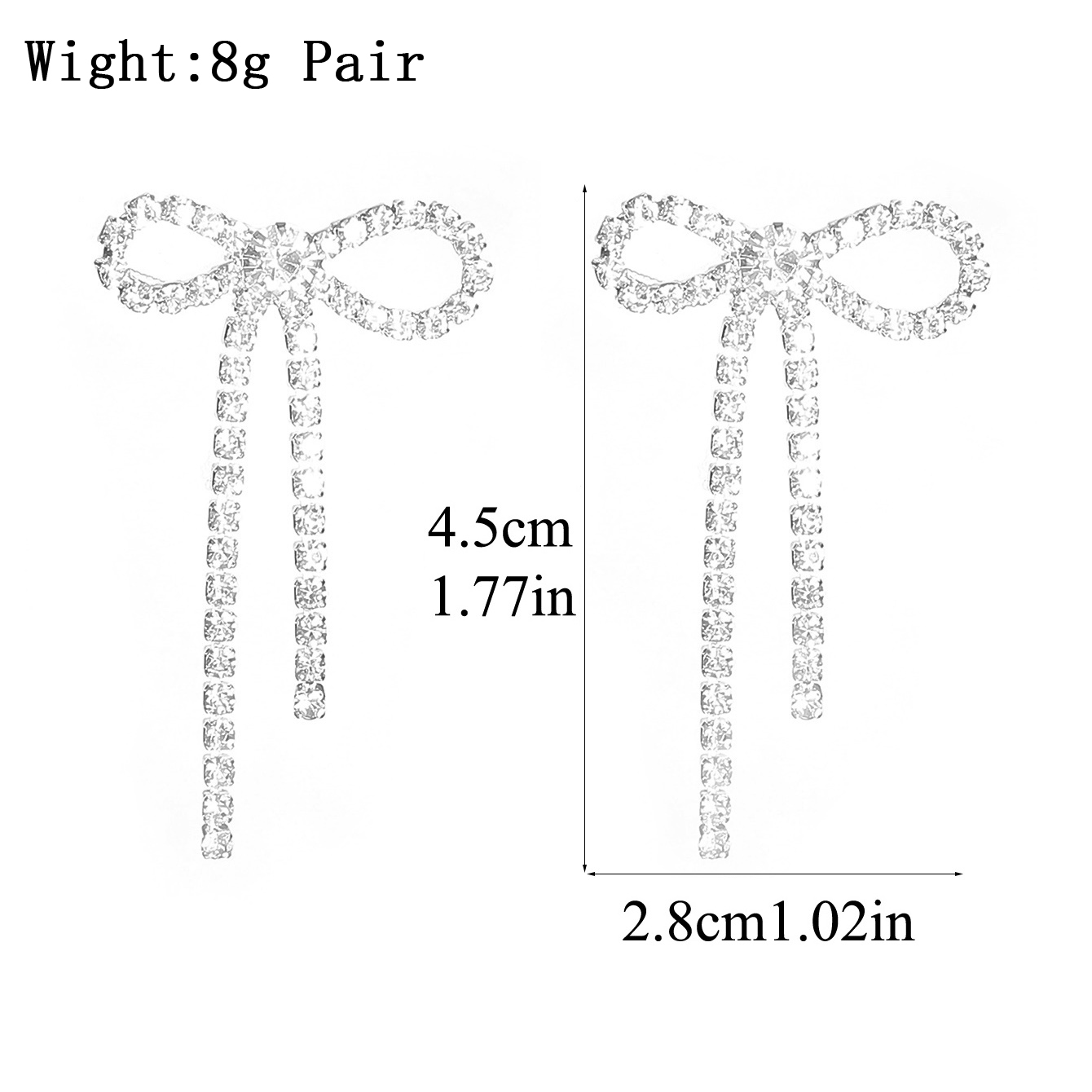 Kleurrijke strik oorbellen voor dames, oorbellen met strass steentjes, lange kwastjes, zwarte roestvrijstalen hangende oorbellen, schattige sprankelende sieraden