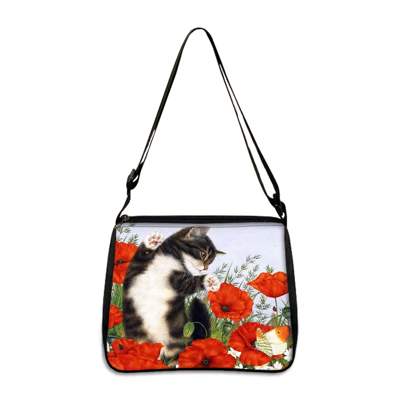 Bolso de mano con dibujo de gato para mujer, bolsa con estampado de Gatito Travieso, longitud ajustable, de almacenamiento, ideal para